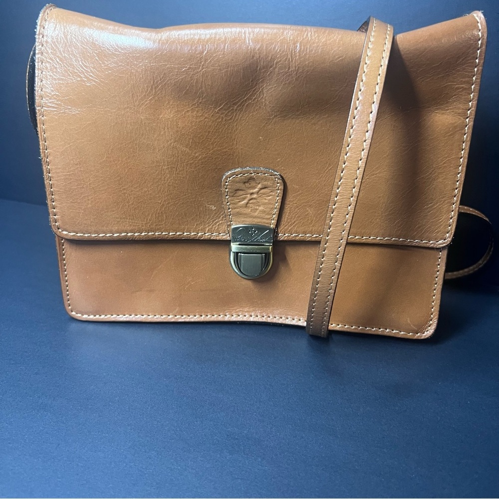 Patricia Nash Cognac Leather Crossbody Clutch NWOT